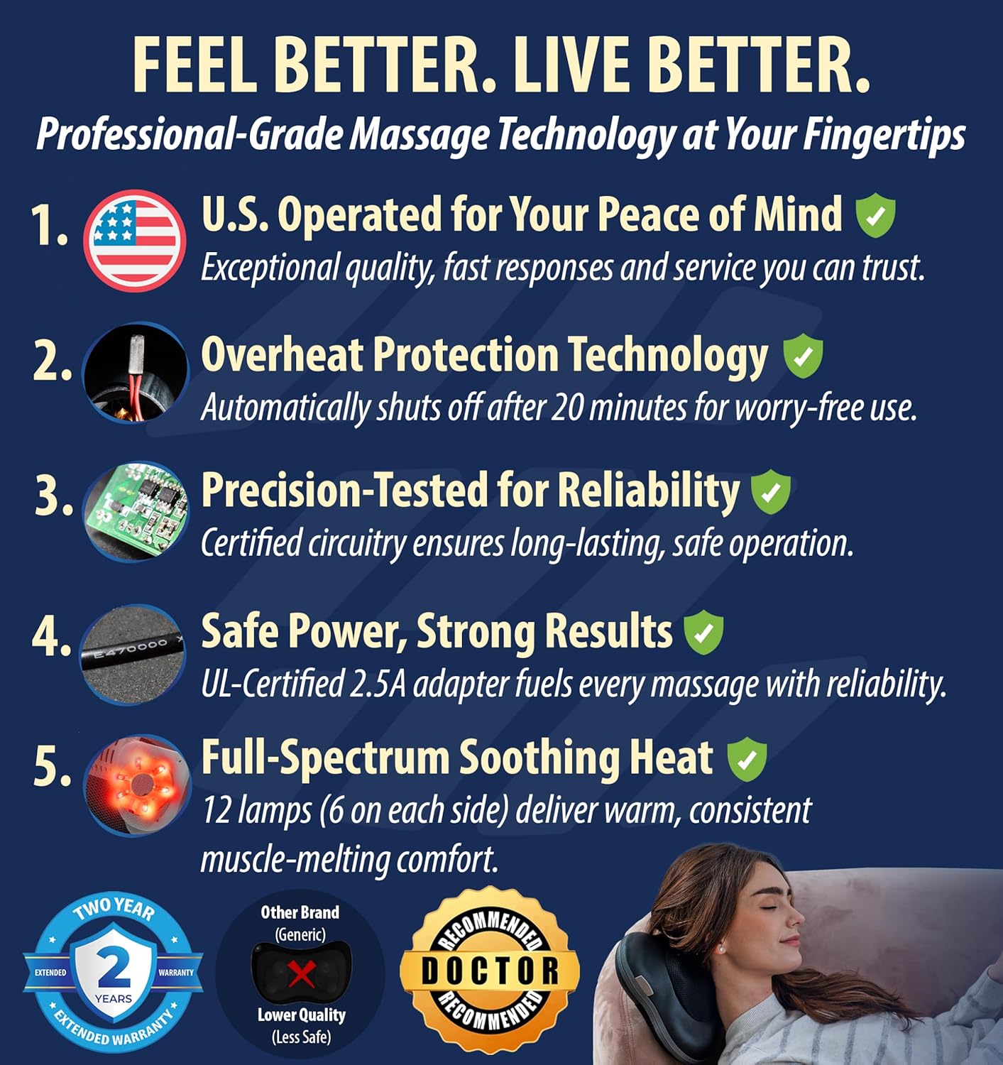 Zyllion Shiatsu Back and Neck Massager with Heat - Cordless Rechargeable 3D Electric Kneading Deep Tissue Massage Pillow for Muscle Pain Relief, Black, ZMA-13RB