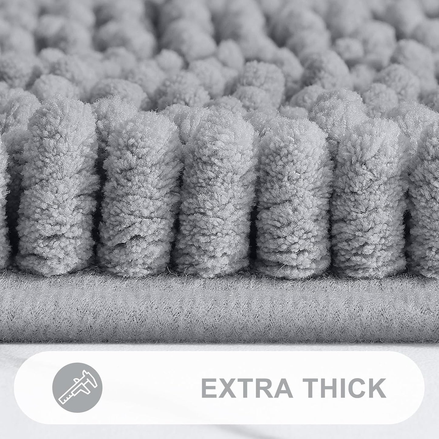 Grandaily Chenille Striped Bathroom Rugs 24x16, Extra Thick and Absorbent Bath Mats, Non-Slip Soft Plush Shaggy Shower Carpet, Machine Wash Dry, Bath Rug for Bathroom, (Small, Light Grey)