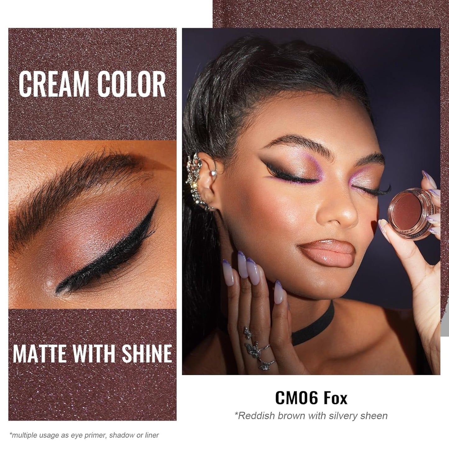 Oulac Matte Eyeshadow 3-in-1 Eyeshadow Eye Primer&Eyeliner Highly Pigmented Waterproof Smudge-proof Long Lasting Wear Smooth&Blendable Formula for Natural Look,Vegan & Cruelty-Free,CM06