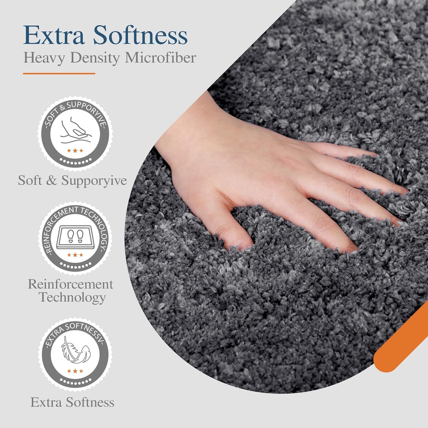 Walensee Large Bathroom Rug (24 x 36, Dark Grey) Extra Soft and Absorbent Shaggy Bath Mat Machine Washable Microfiber Non Slip Luxury Floor Mat