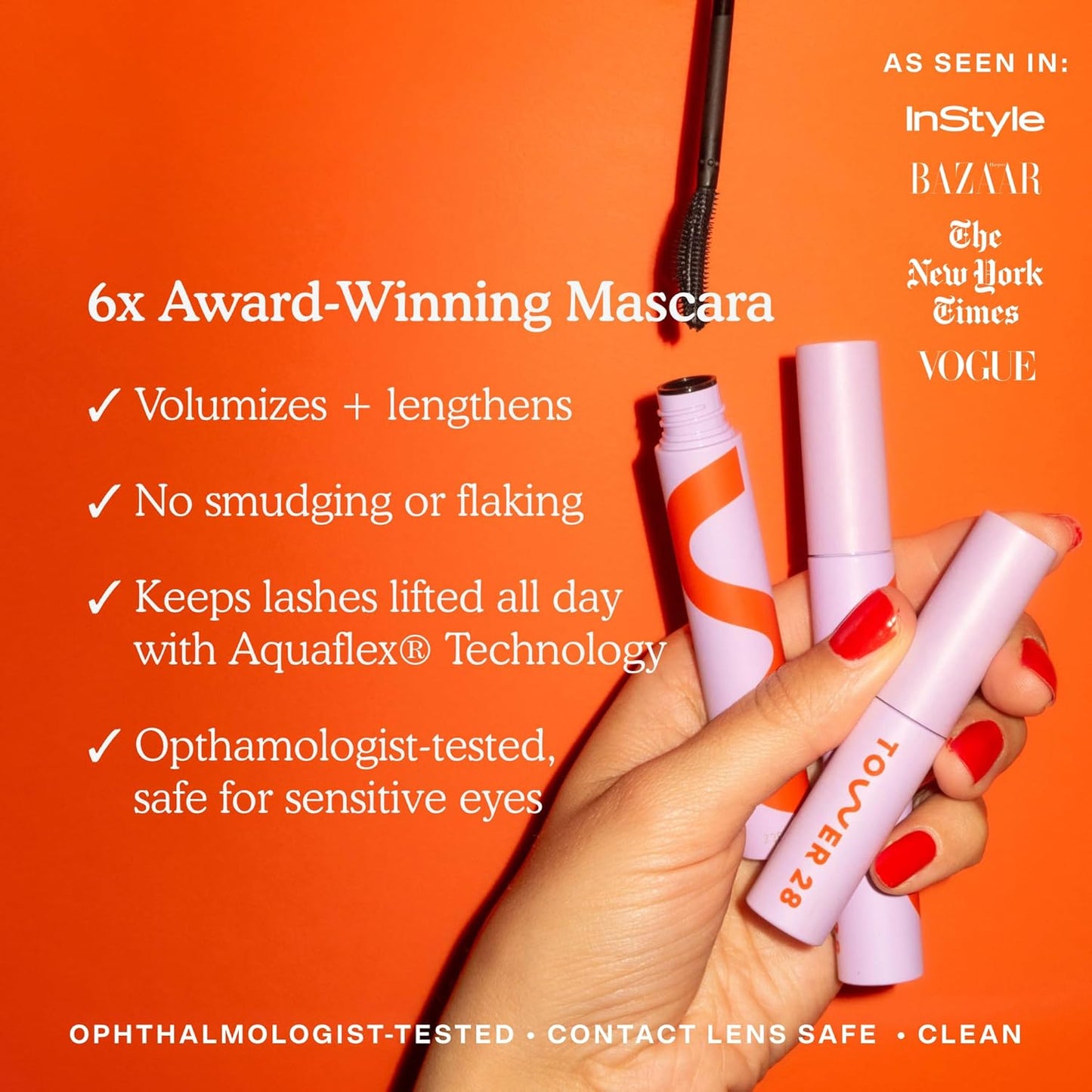 Tower 28 MakeWaves Mascara - Volumizing -Resistant Mascara - No Clumping or Flaking - for Sensitive Eyes – Drift Brown