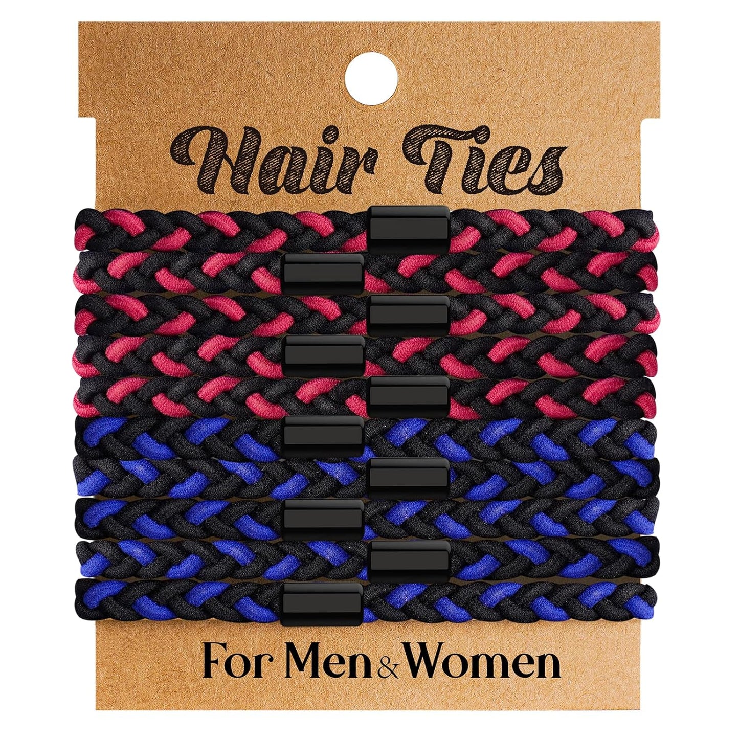 EasYoung 10pcs Braided Men's Hair Ties, For Buns, Curly Thick Dense Hair, No Crease Coils