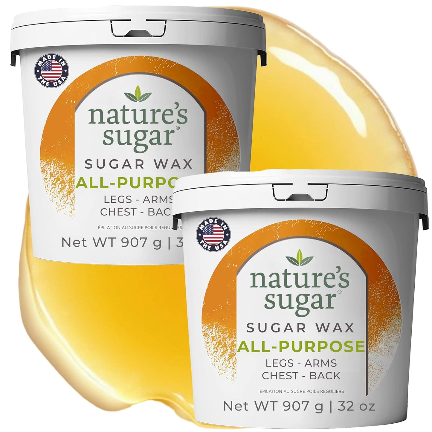 Nature’s Sugar - All-Purpose Sugaring Paste for Legs, Back, Arms, Chest - Beginner-Friendly Sugar Wax Hair Removal for All Skin Types - Vegan and Cruelty-Free 32oz - 2 Pack