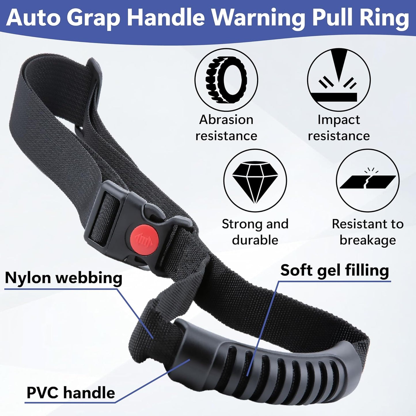 Car Adjustable Grab Handles, Car Handle Assist, Safety Handle Portable Vehicle Support Grab Bar for Trucks, SUVs, Jeeps, Vans, Cars and ATVs (Black)