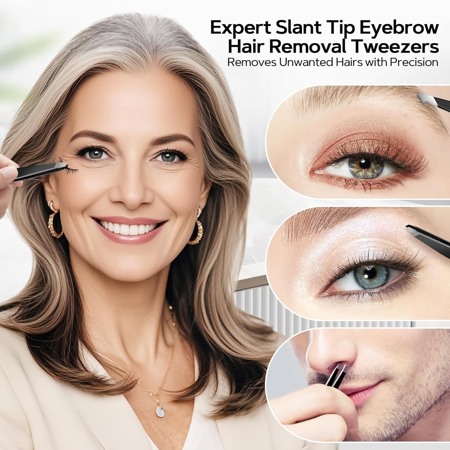 MIYADIVA Magnifying Mirror 40X/30X/20X, 3.5 Inch Round Compact Mirror with Suction Cup, 2Ps Stainless Steel Tweezers, Perfect for Makeup, Eyebrows, Beards, Travel