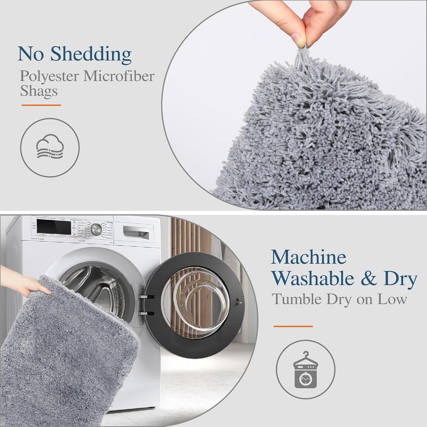 Walensee Large Bathroom Rug (24 x 40, Grey) Extra Soft and Absorbent Shaggy Bath Mat Machine Washable Microfiber Non Slip Luxury Floor Mat