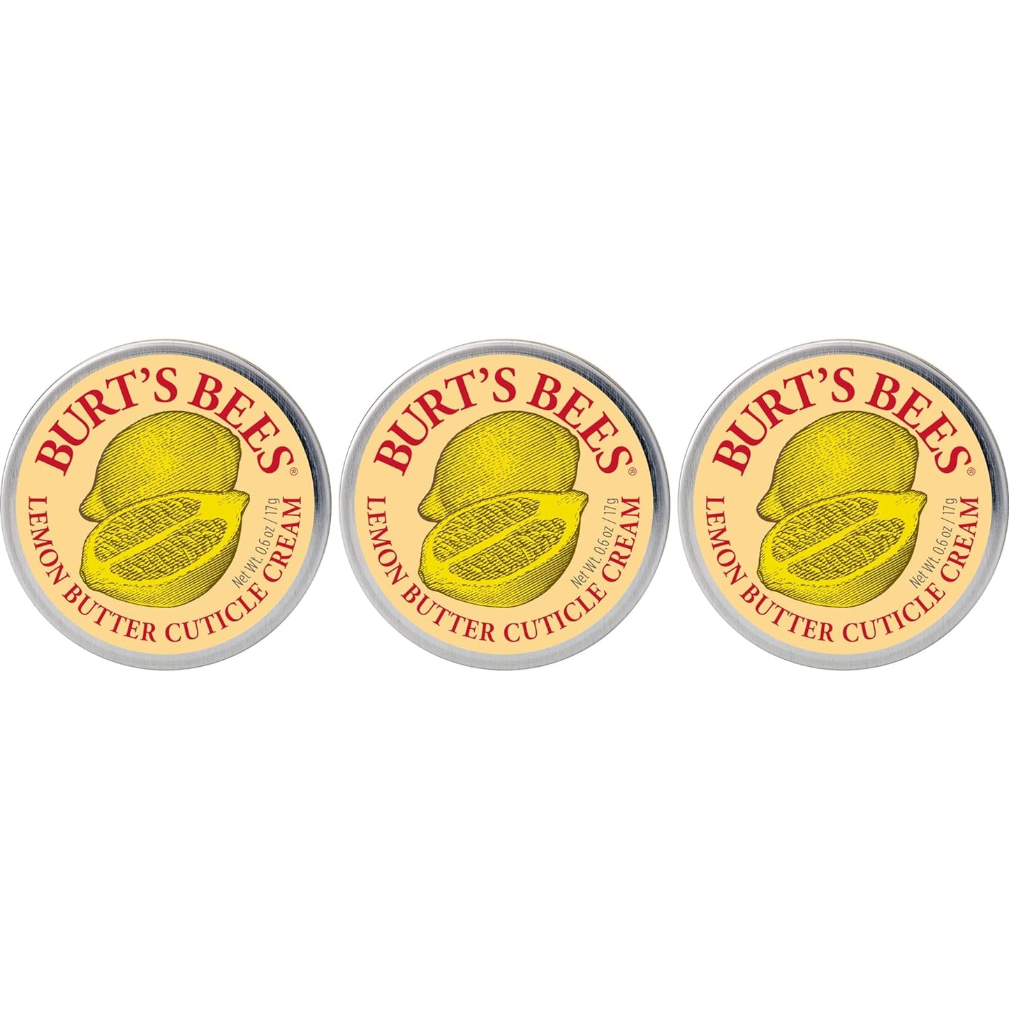 Burt's Bees, Hand Skin Care, Moisturizing Cuticle Cream for Dry Skin, 100% Natural Origin, with Lemon Butter, 0.6 oz. (3-Pack)