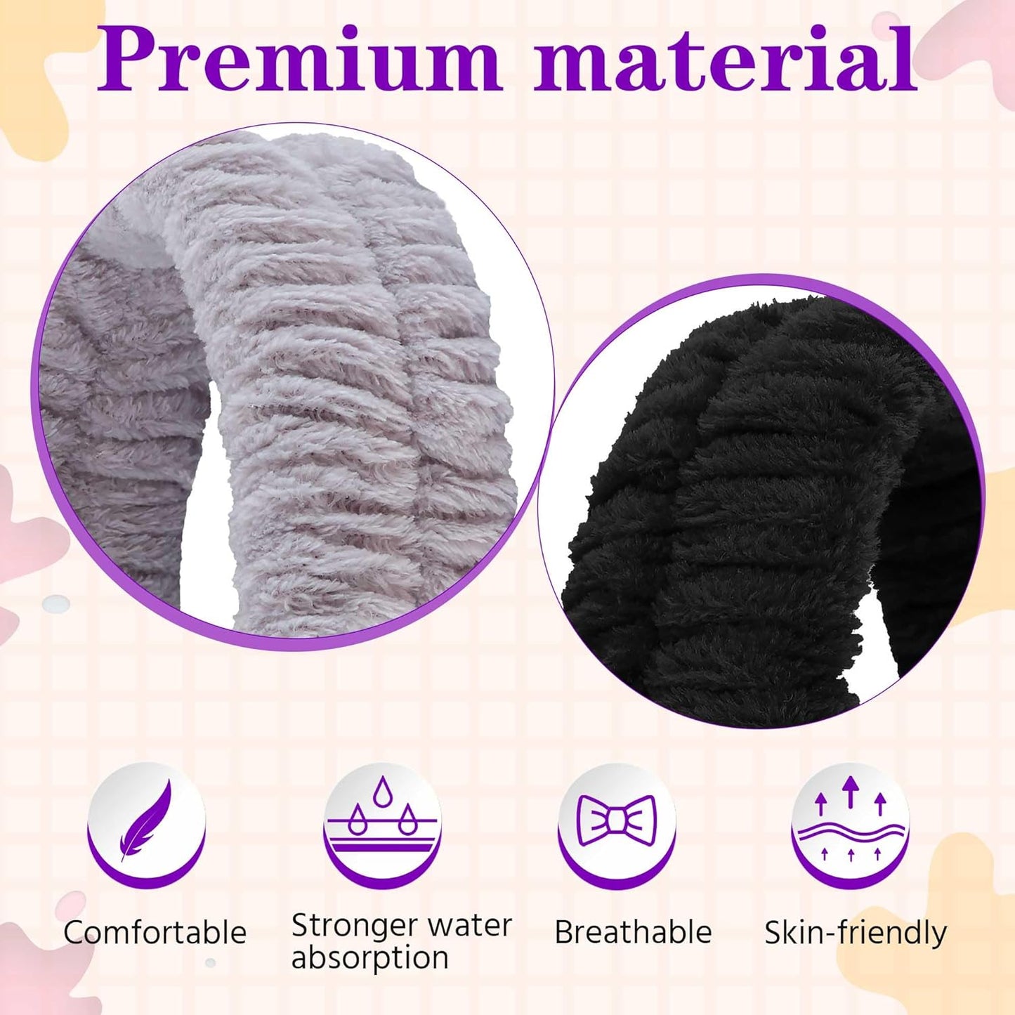 Spa Headband, Makeup Headband for Washing Face,Hair Bands Men,Black and Grey