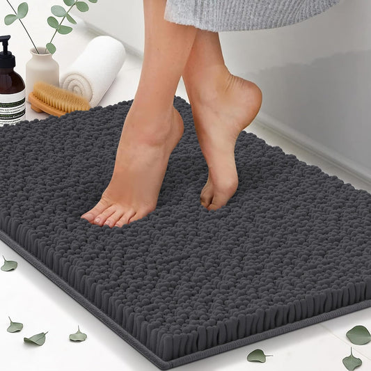 Chenille Bath Mats, Plush Absorbent Bath Mats Quick Dry, Soft & Machine Washable, Non Slip Carpet For Bathroom, Thick Bathroom Rugs, Shower Restroom Rug Mat, Alfombras De Baño, Bathrugs Matts, 61"x31"