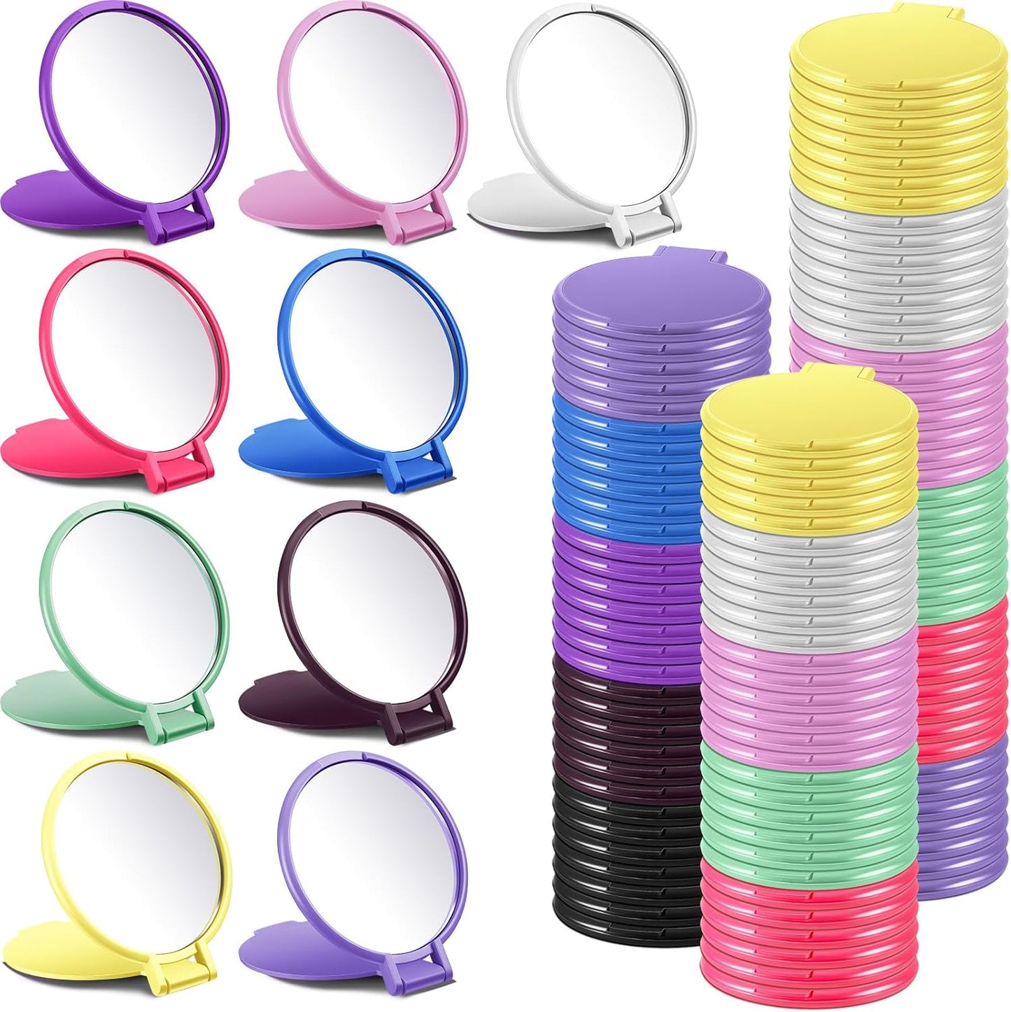 Juexica 500 Pcs Compact Mirror Bulk for Women Mini Folding Mirror Portable Pocket Makeup Round Small Vintage Travel for Cosmetic Purse Bag Gifts Mom Daily Use (Classic Colors)