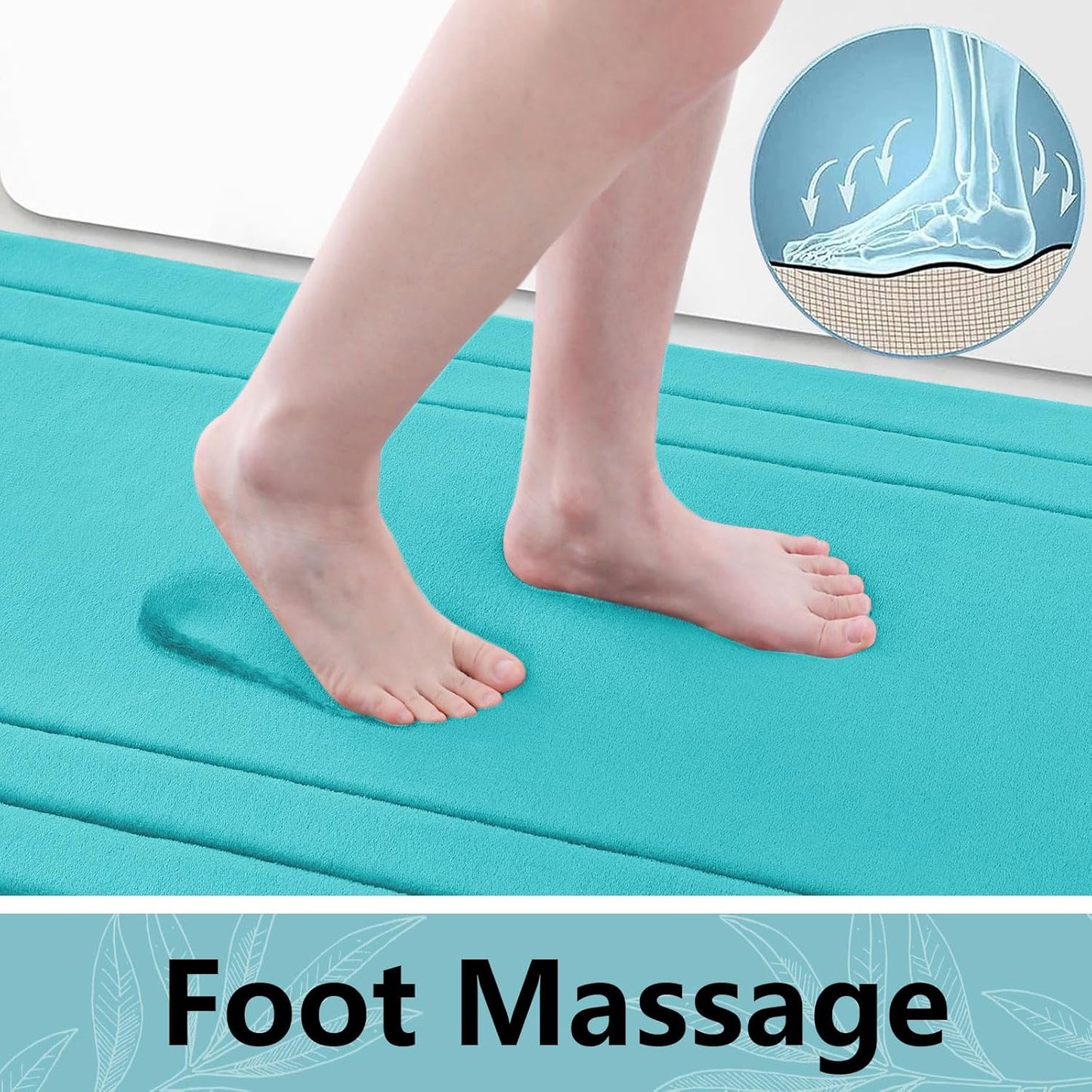 Arotive Memory Foam Bathroom Rug Mat 47x24, Ultra Soft and Absorbent Bath Mat, Machine Wash Dry, Comfortable Bath Rug Carpet for Bathroom Floor, Tub and Shower, Teal