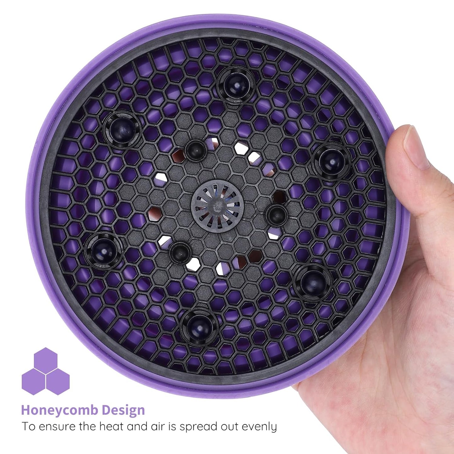 Segbeauty Collapsible Blow Dryer Diffuser, Travel Portable Hair Diffuser for Natural Curly Hair, Professional Lightweight Folding Diffuser Attachment for Dryers Nozzle 1.54 to 1.69 inches Purple