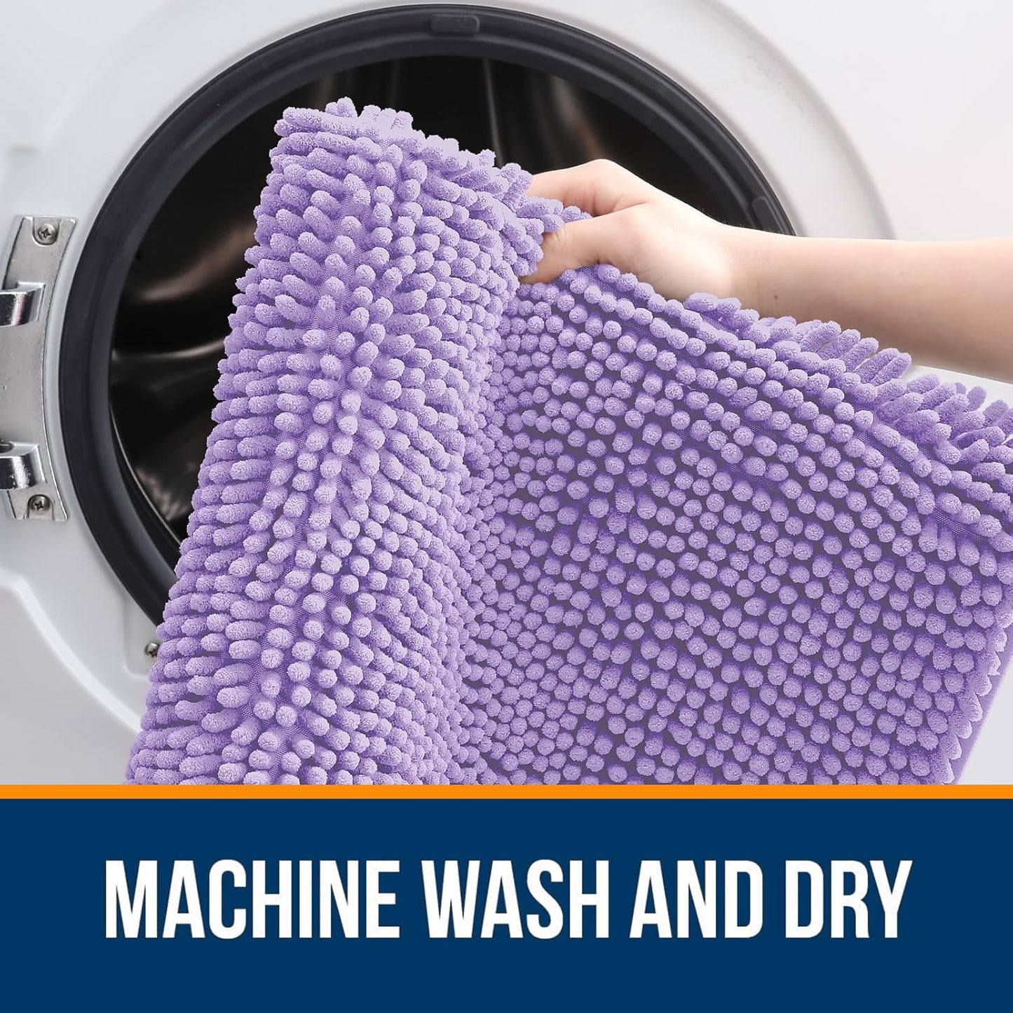 OLANLY Bathroom Rugs 47x17, Extra Soft Absorbent Chenille Bath Rugs, Rubber Backing Quick Dry, Machine Washable Bath Mats for Bathroom Floor, Tub and Shower, Home Decor Accessories, Lavender