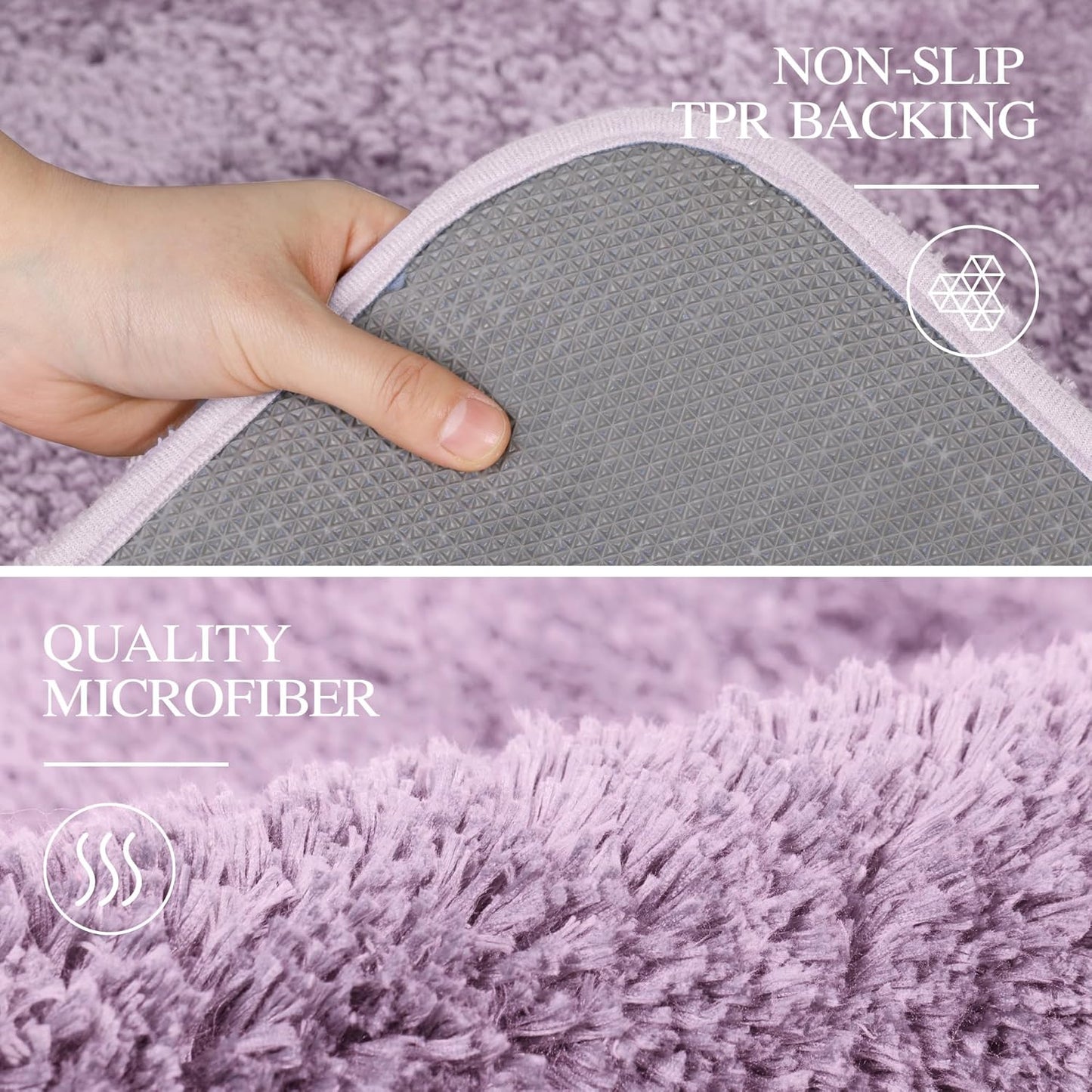 Walensee Large Bathroom Rug (24 x 40, Lavender) Extra Soft and Absorbent Shaggy Bath Mat for Bathroom, Non Slip Luxury Floor Mat, Machine Washable Microfiber