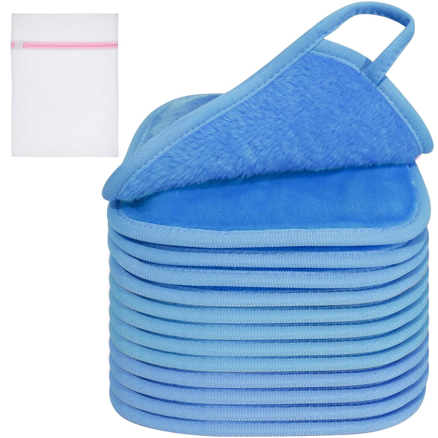 KODAMO Makeup Remover Cloth, Reusable Makeup Remover Pads Washable with Mesh Bag, Microfiber Makeup Removal Face Wash Cloths with Just Water, Gentle Soft, 12 Pack