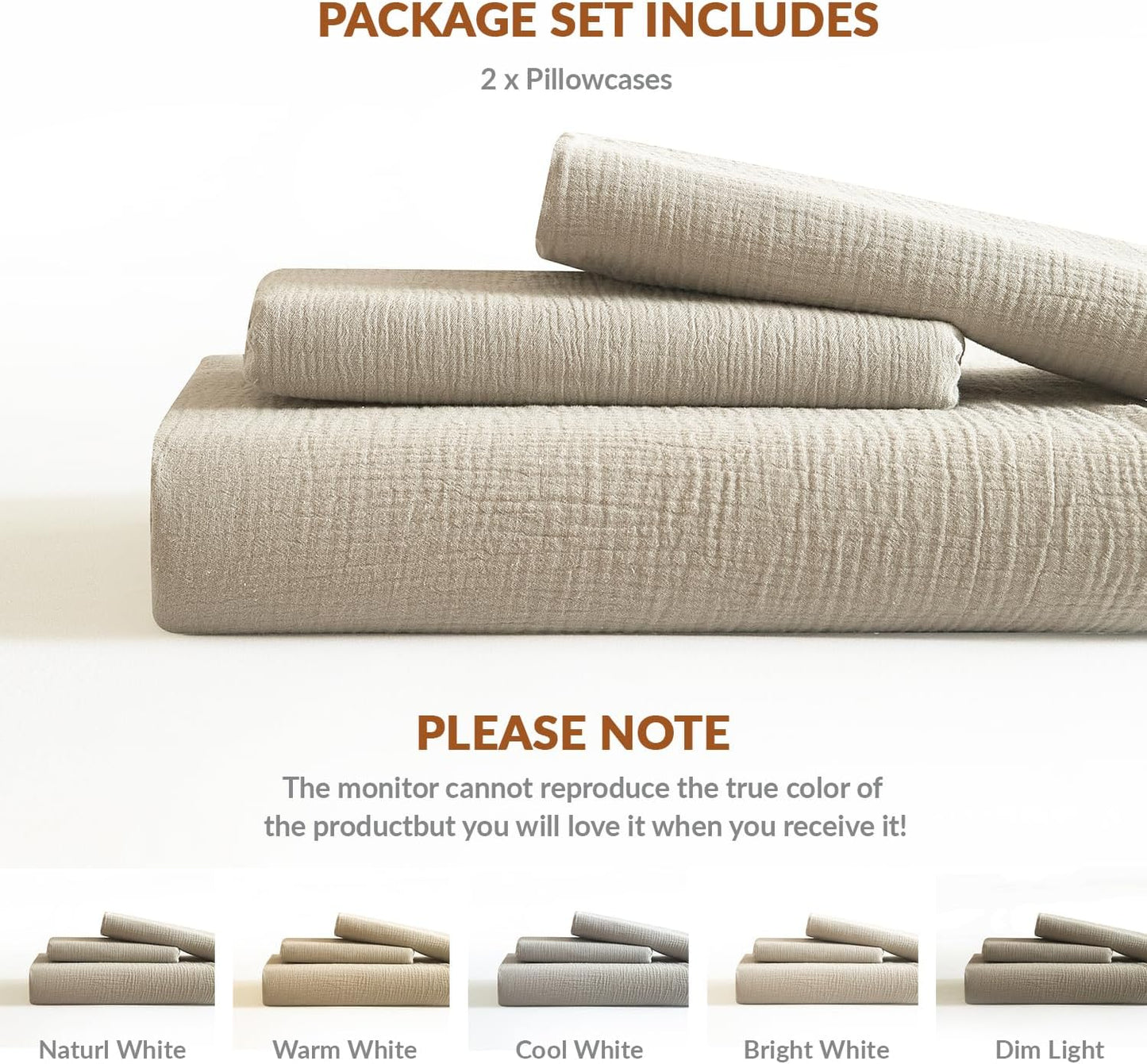 SE SOFTEXLY Muslin Pillowcases King Size 100% Cotton, 2 Pack Linen Like Pillow Shams with Envelope Closure, Ultral Soft and Breathable Pillow Case Covers, Beige, 20" X 36", No Filling