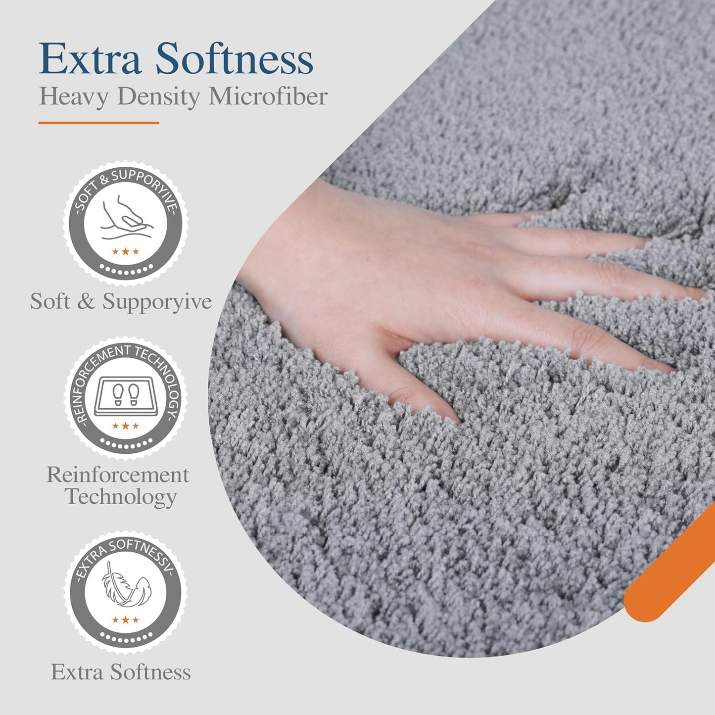 Walensee Large Bathroom Rug (24 x 48, Grey) Extra Soft and Absorbent Shaggy Bath Mat, Machine Washable Microfiber, Non Slip Luxury Floor Mat