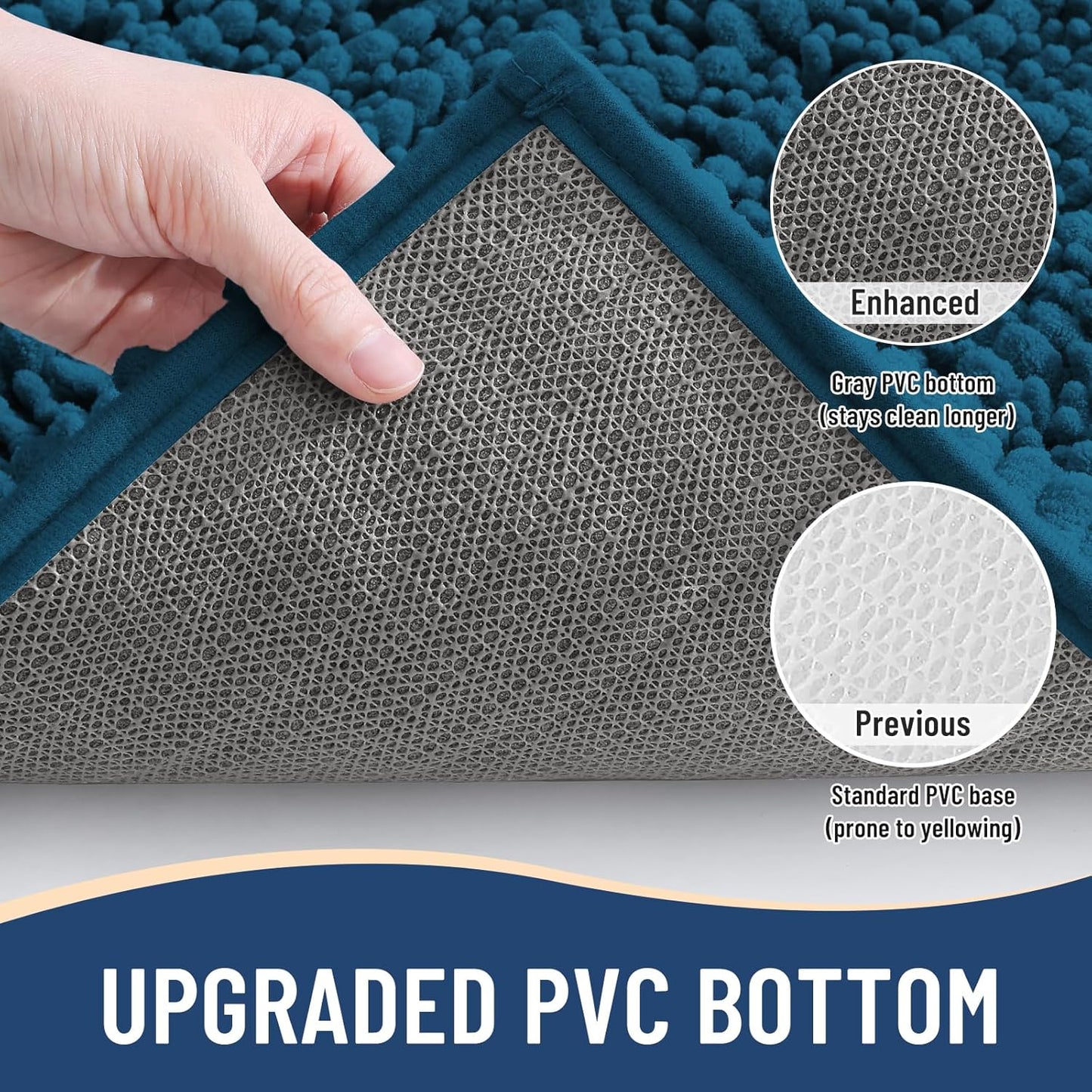 Arotive Luxury Chenille Toilet Rugs U-Shaped, Extra Soft Thick Absorbent Bathroom Mat, Non-Slip Shaggy Plush Contour Rugs, Machine Wash Dry Bath Mat for Toilet Base, 24x20, Peacock Blue