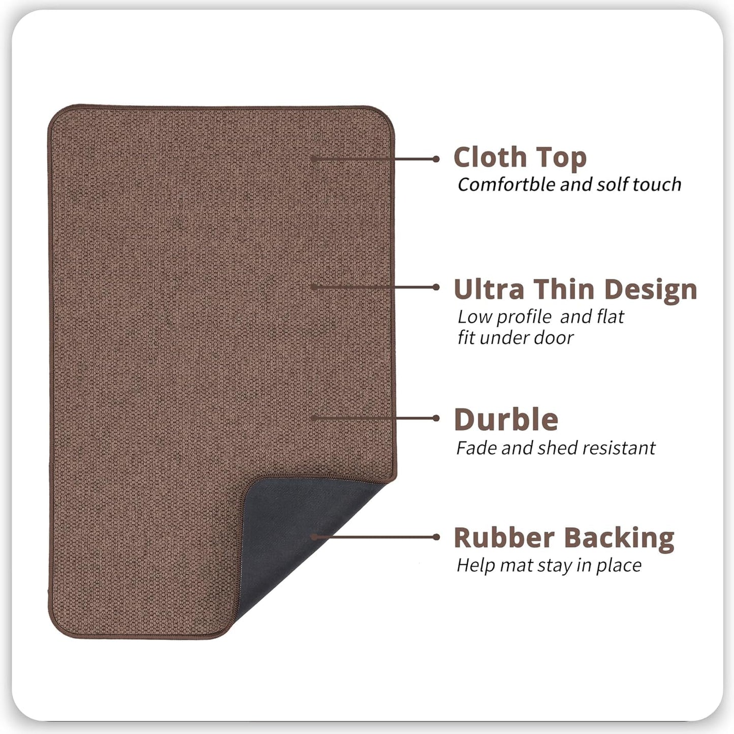 Bath Mat,Ultra Thin Bathroom Runner Rugs,Large Bath Mats for Bathroom,Quick Dry,Non-Slip,Machine Washable,Low Pile,Bath Rug,Shower Outside,Sink,Home Decor Accessories.Brown,1'5"x2'11"（17x35inch）
