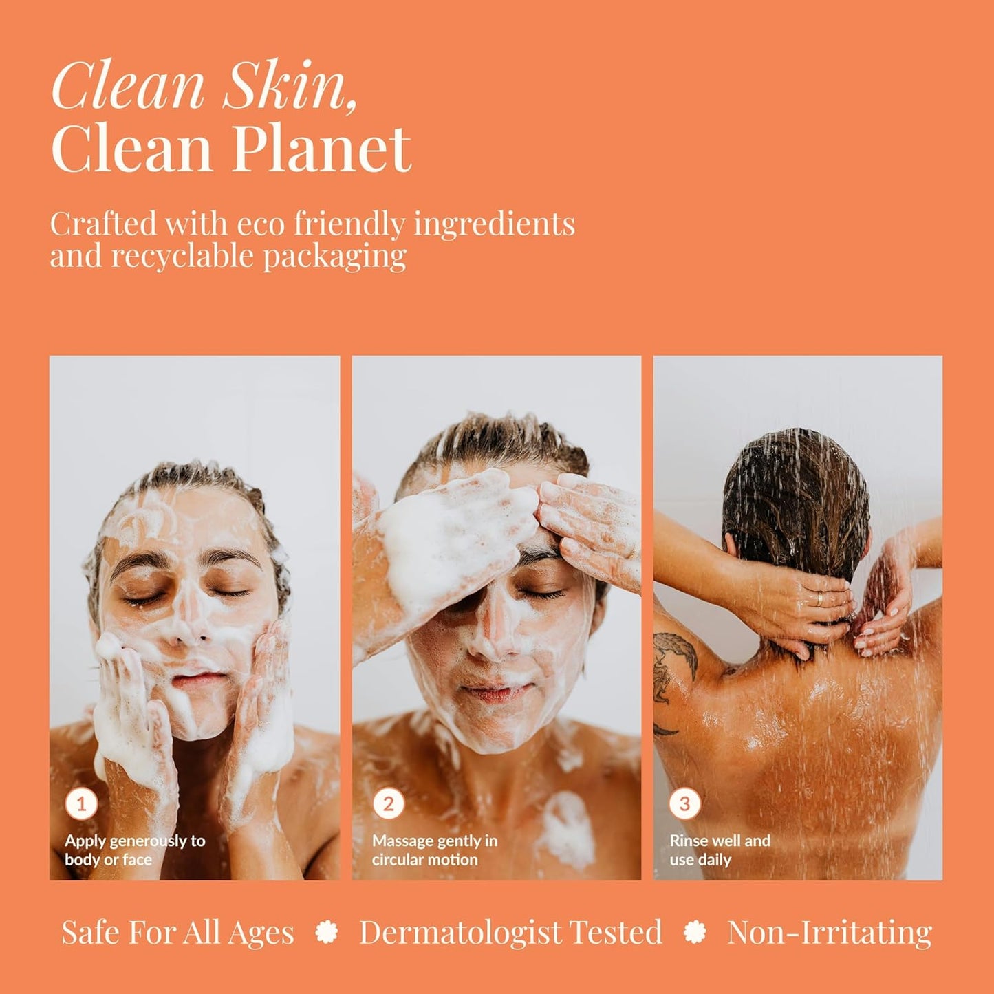 Refreshing Citrus Bath & Body Wash, 8 oz – Hypoallergenic, Vegan with Glycerin & Prebiotics Gentle, pH-Balanced Cleanser for Dry & Delicate Skin (8 oz)