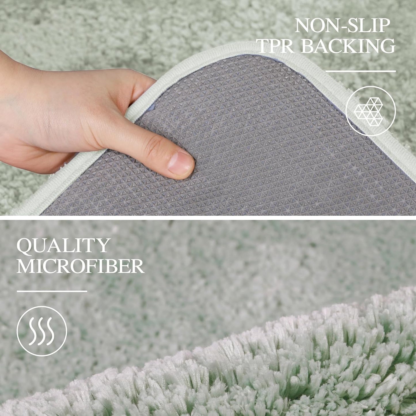 Walensee Large Bathroom Rug (24 x 72, Pale Green) Extra Soft and Absorbent Shaggy Bath Rug Machine Washable Microfiber Bath Mat Non Slip Bath Mat, Luxury Bathroom Floor Mats