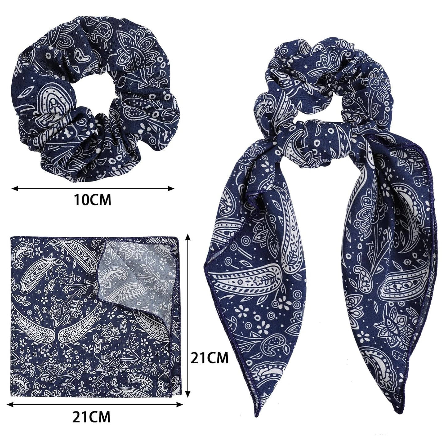 Hair Scrunchie Scarf Bow Scrunchies Chiffon Bandana Scrunchies for Women Girls, 6PCS , 2 in 1 Design, No Hurt, Various Occasions