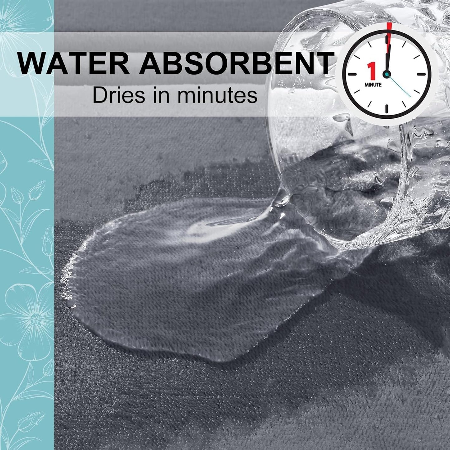 Grandaily Memory Foam Bath Mat Rug 30x20, Ultra Soft, Non-Slip and Absorbent Bathroom Rugs, Machine Wash Dry, Comfortable Bath Carpet for Bathroom Floor, Tub and Shower, Dark Grey