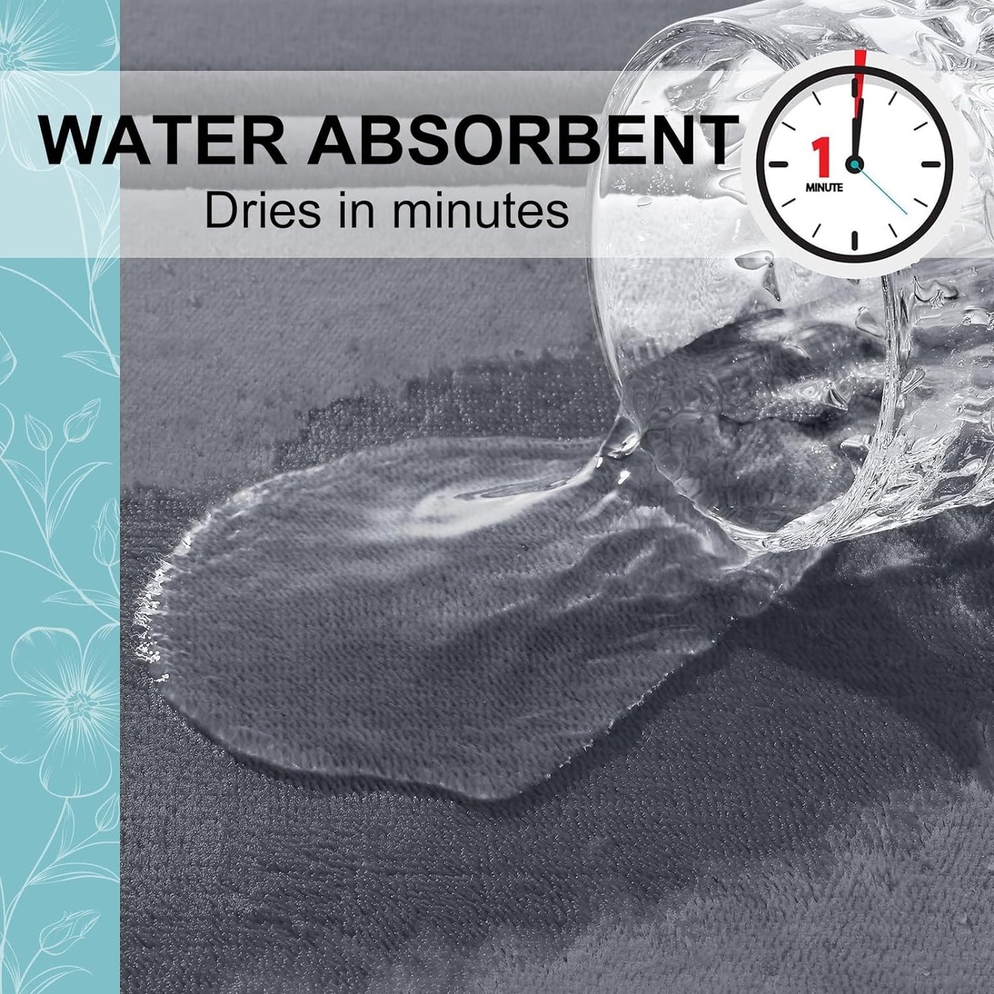 Grandaily Memory Foam Bath Mat Rug 59x24, Ultra Soft, Non-Slip and Absorbent Bathroom Rugs, Machine Wash Dry, Comfortable Bath Carpet for Bathroom Floor, Tub and Shower, Dark Grey