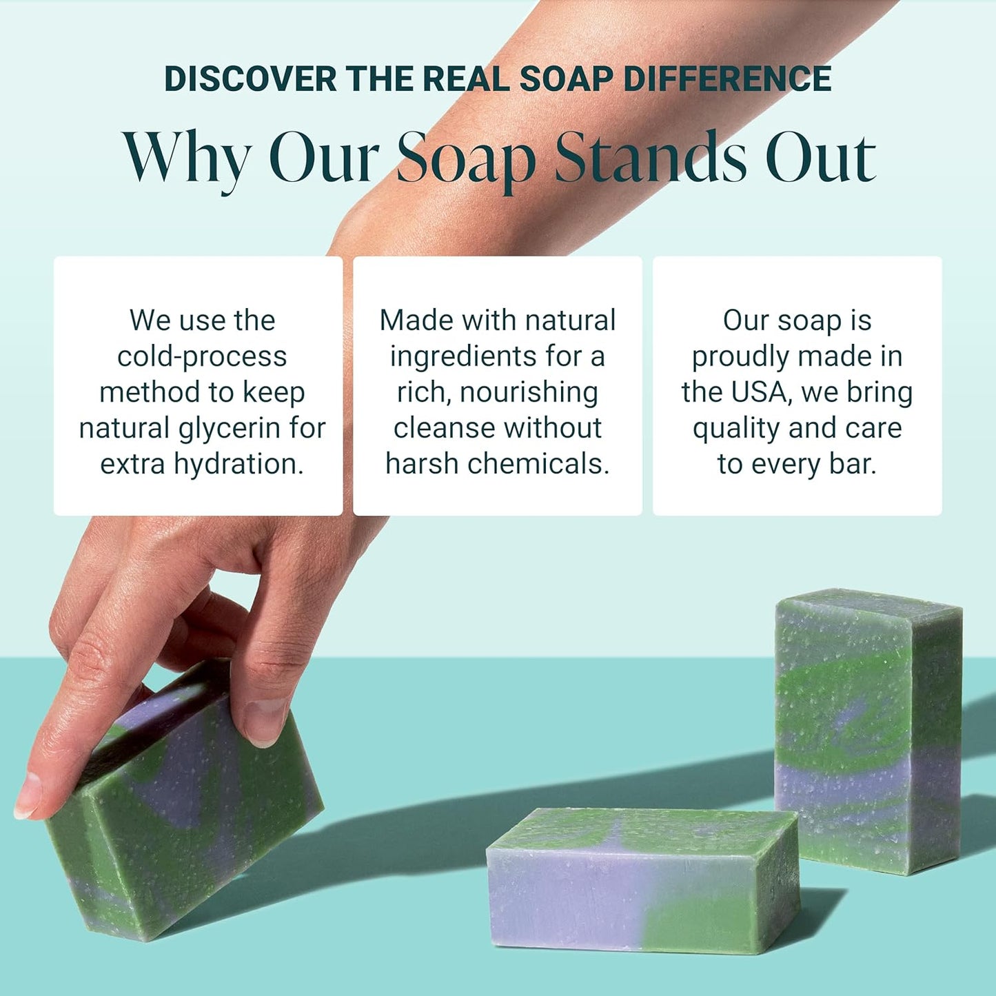 The Bubble Factory Handmade Soap, All Natural Soap for Women & Men, Hand, Bath & Body Natural Bar Soap, Vegan, Palm Oil Free, Made in USA with Shea Butter + Essential Oils, Lavender Rosemary, Single