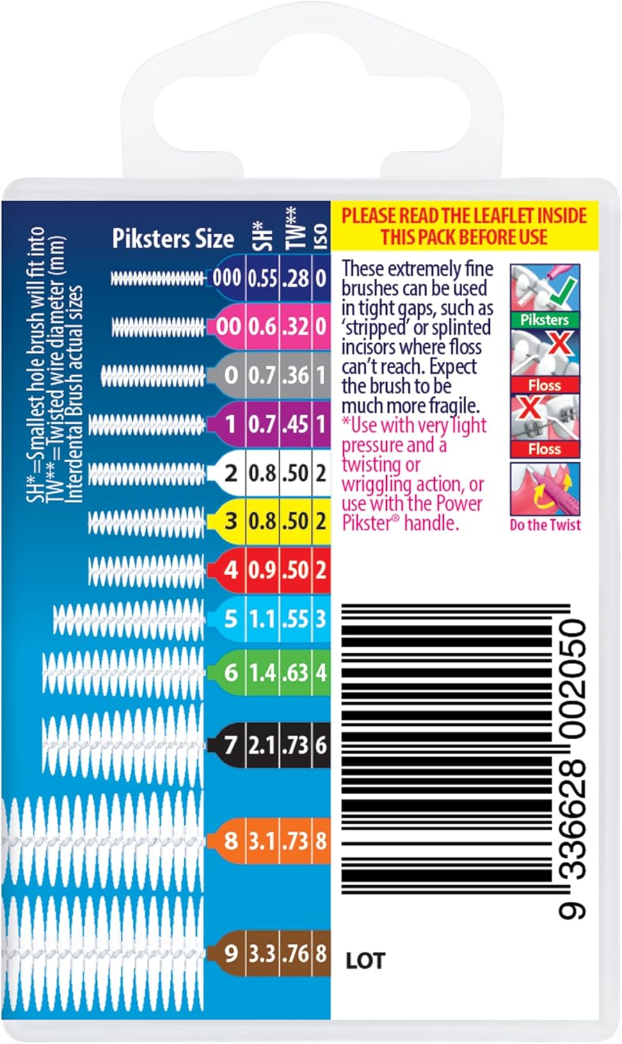 Piksters Interdental Brushes, 40 pk, Size 5, Interdental Tooth Brush for Large Gaps, Gum Soft Bristles for Plaque Removal, Safe for Braces