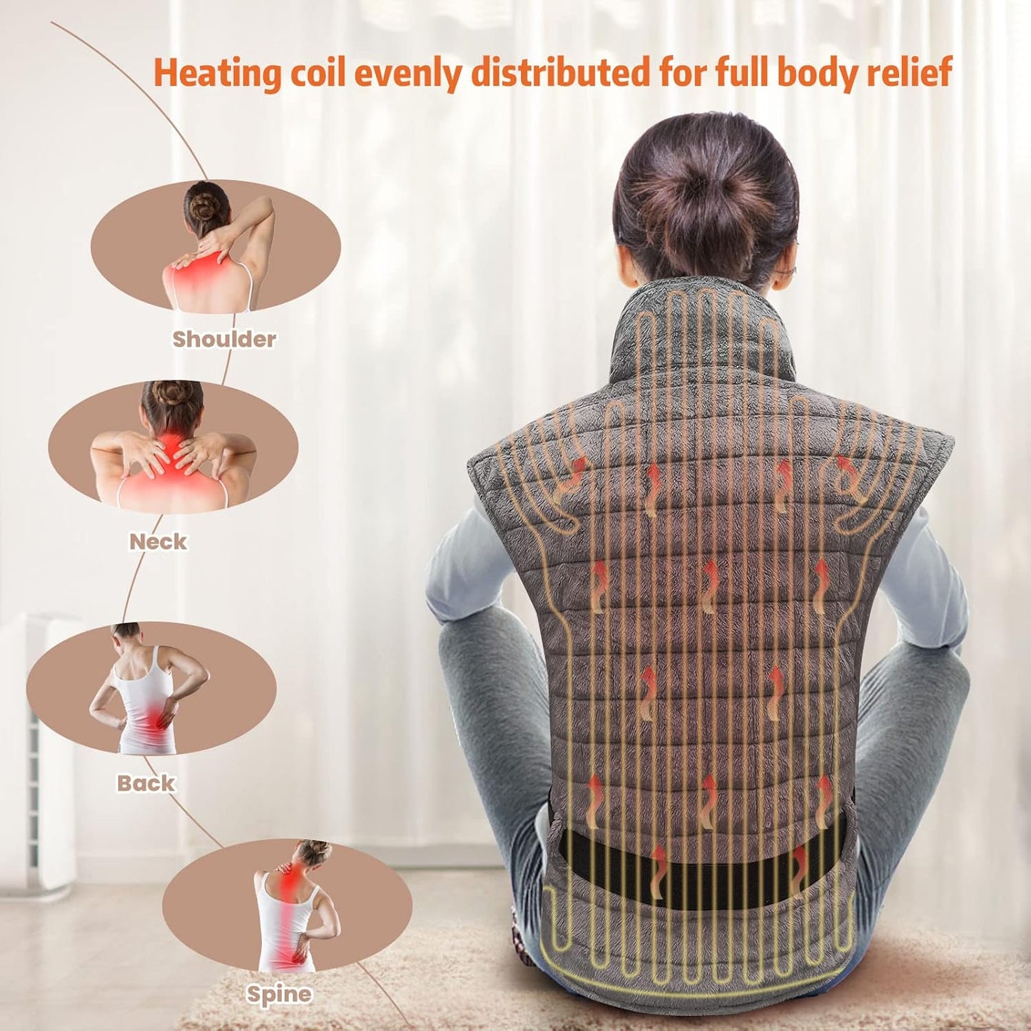 Large Heating Pad for Neck,Shoulder,Back,38" x 24" Full Weighted Heating Pad for for Back Pain Relief, 3lb, 12 Heat Level Hot Heated Pad, 1-24Hour Auto Shut Off, Stay on Function,Fast Heating Wrap