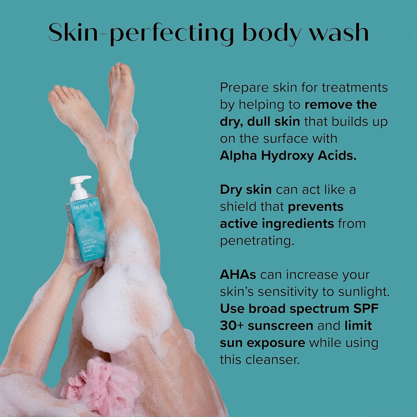 Medix 5.5 Glycolic Acid Exfoliating Face & Body Wash Cleanser + Argan Oil Moisturizing Body Cream Lotion 2PC Skin Care Set | Alpha Hydroxy Acid & Lactic Acid Foaming Face Wash, 2PC Set