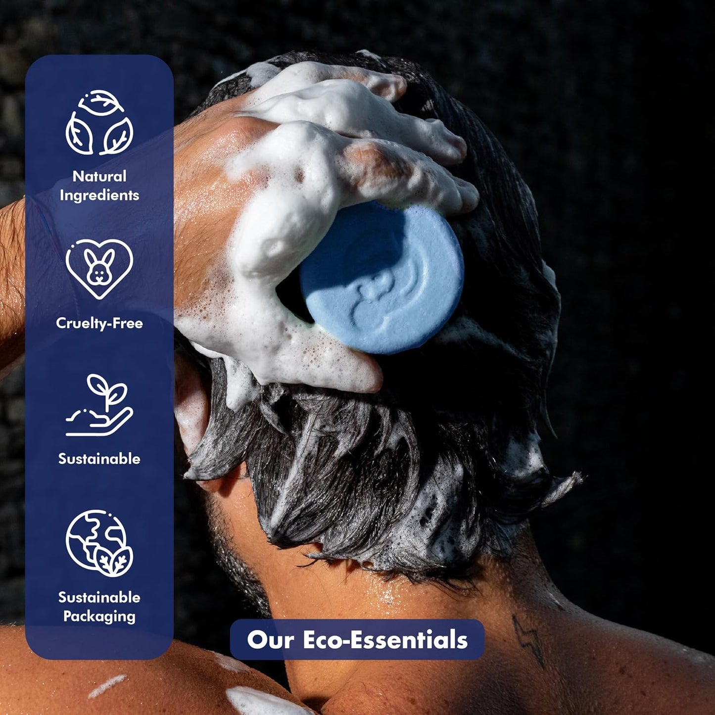 Tree Bottle Argan Oil + Bamboo Extract 3-in-1 Shampoo Bar for Men - For Hair, Beard & Body - Deep Clean, Nourishing & Frizz Control - Natural, Paraben & Sulfate-Free - Made in USA - 4.5oz