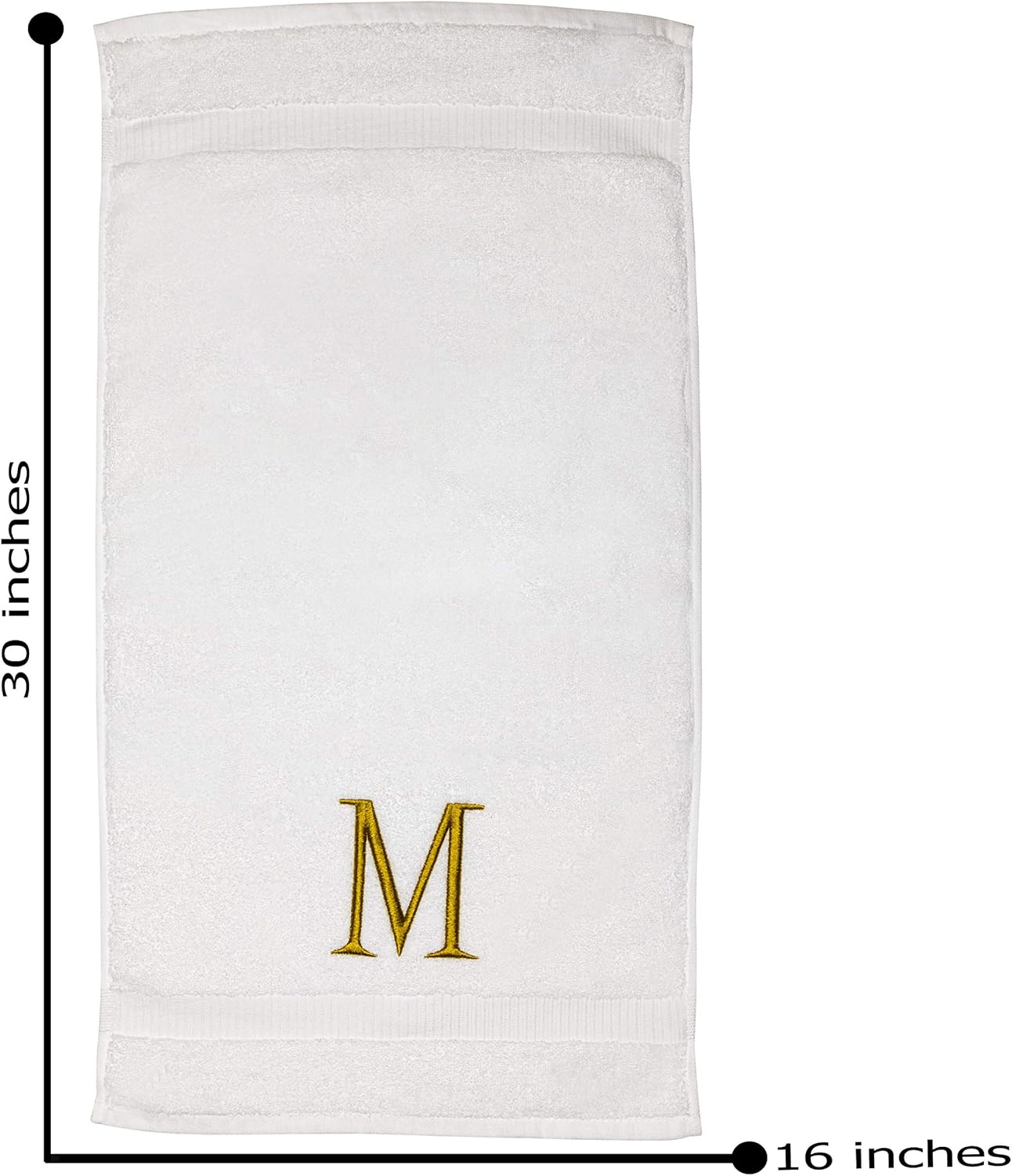 Monogrammed Hand Towels for Bathroom - Luxury Hotel Quality Personalized Initial Decorative Embroidered Bath Towel for Powder Room, Spa - GOTS Organic Certified - Set of 2 Gold Letter M