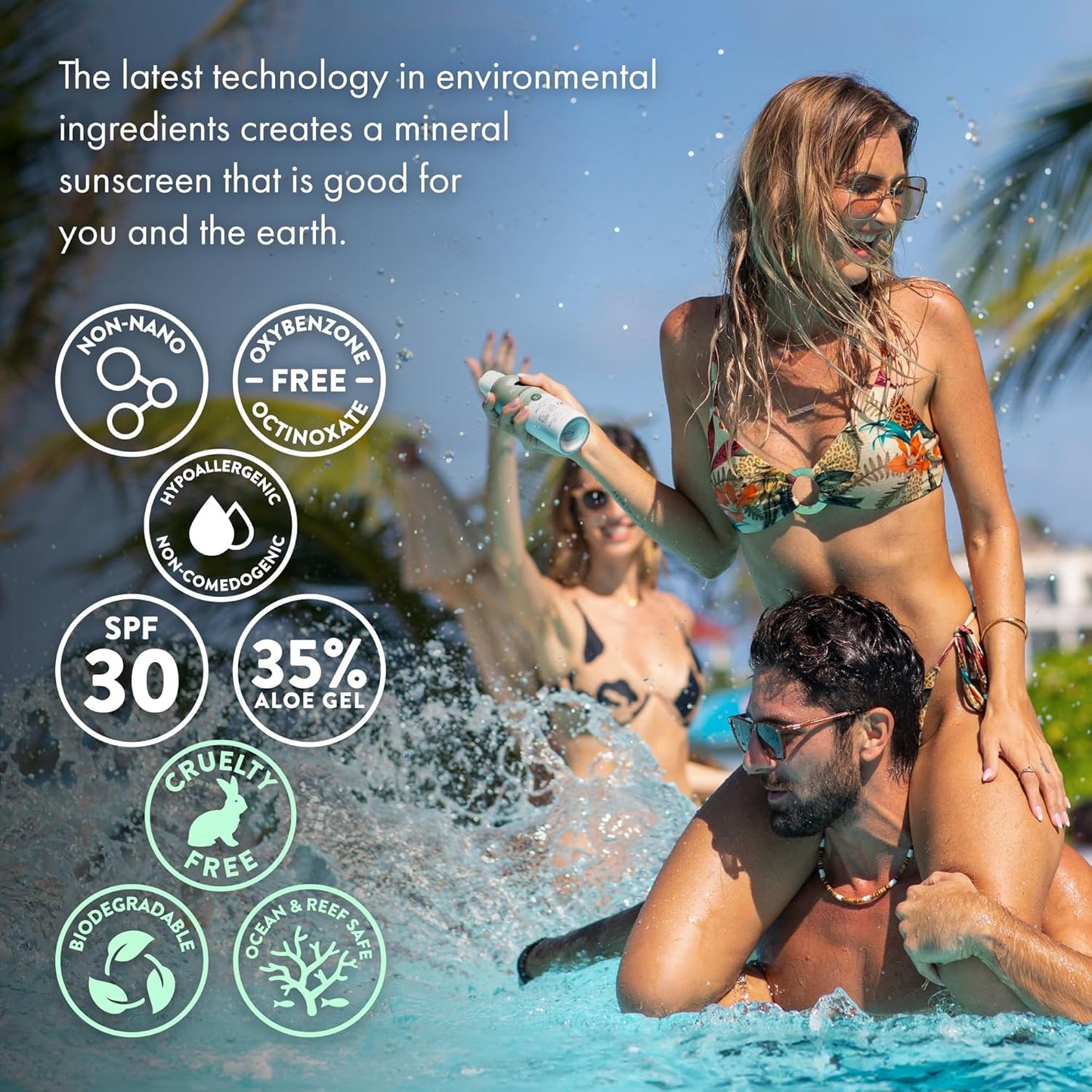 Aloe Up Continuous Mineral Sunscreen Spray SPF 30 - Alcohol-Free Broad Spectrum UVA/UVB Sunscreen Protector for Face and Body - With Gen2 Zinc Oxide and Aloe Vera - Dries Clear - Reef Safe - 4.5 Oz