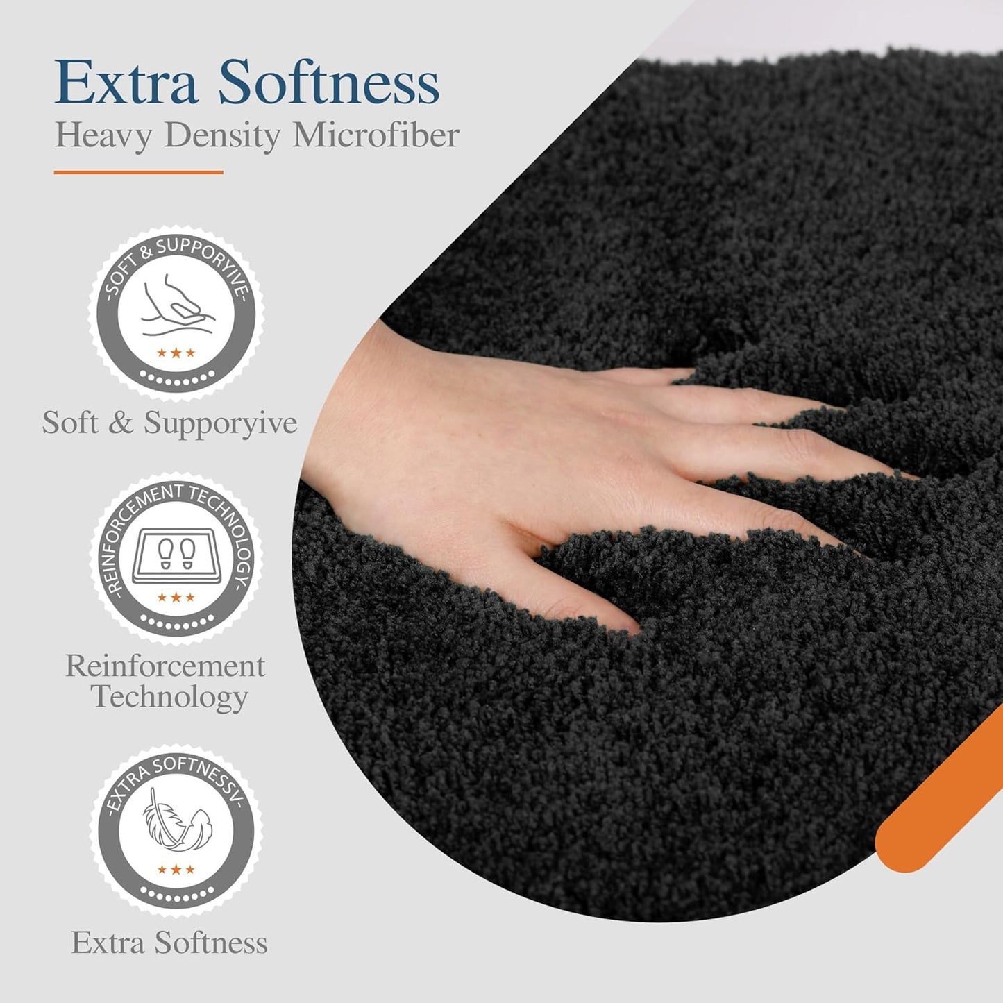 Walensee Large Bathroom Rug (24 x 60, Black) Extra Soft and Absorbent Shaggy Bath Mat Machine Washable Microfiber Non Slip Luxury Floor Mat