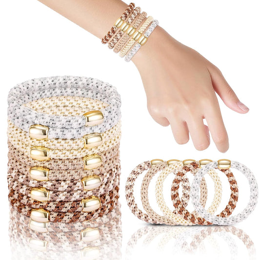 Hair Ties No Damage - 10PCS Ponytail Holders - Elastic Hair Ties for Thick Hair - Braided Hair Bands for Women Girls's Hair - Milk apricot color