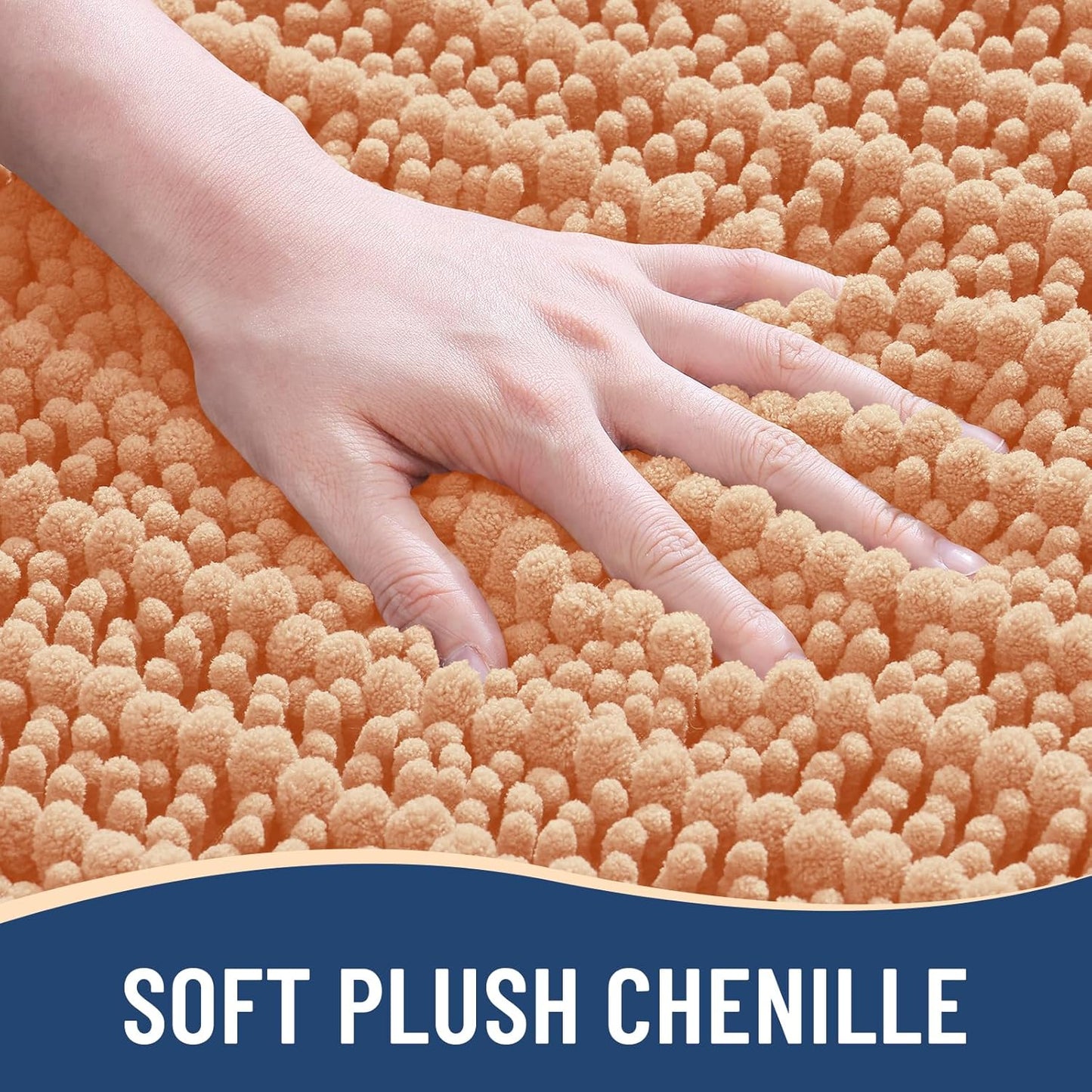 Arotive Luxury Chenille Bathroom Rug Mat, Extra Soft Thick Absorbent Shaggy Bath Rugs, Non-Slip Machine Wash Dry, Plush Bath Mats for Bathroom, Shower and Tub, 36x24, Peach