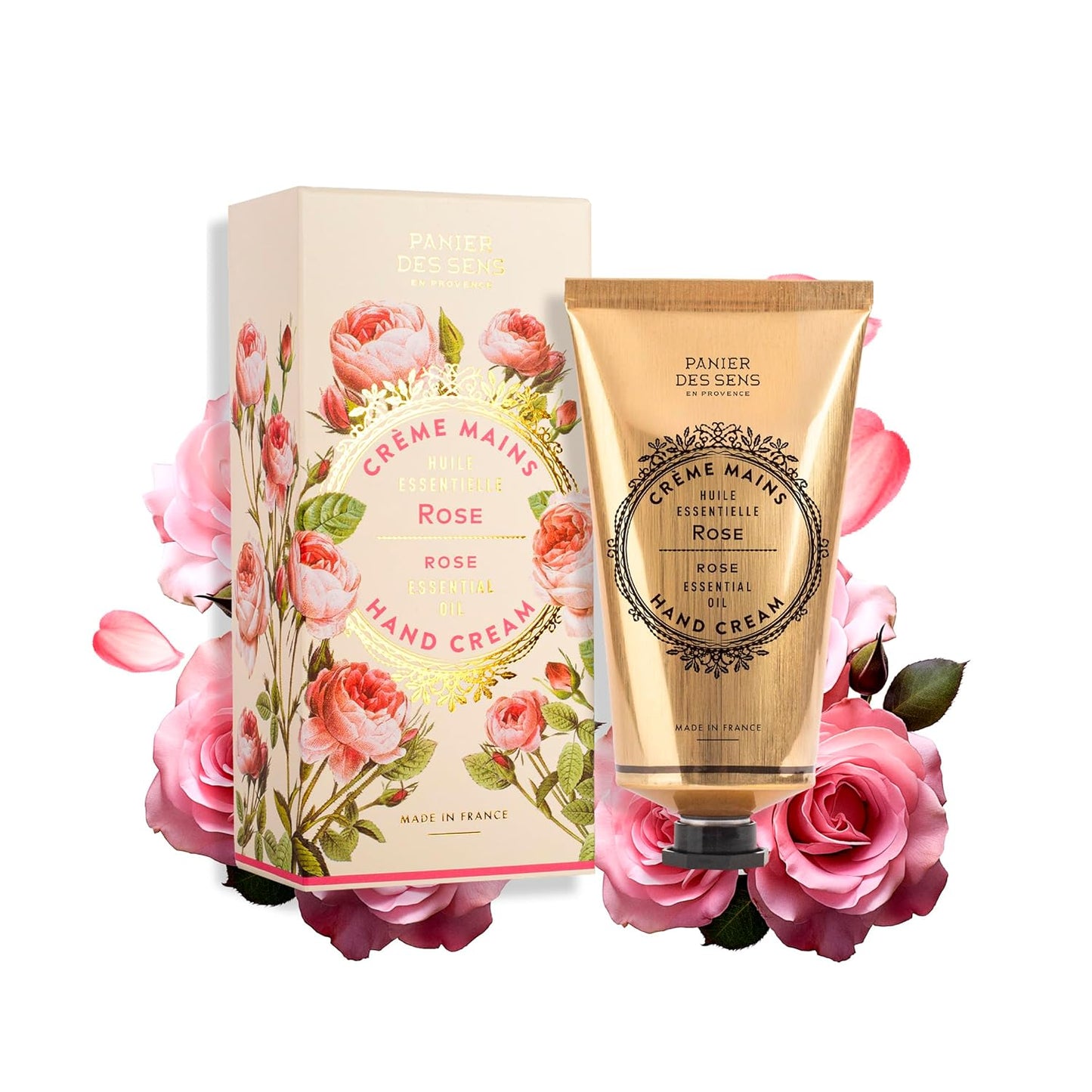 Panier des Sens - Hand Cream for Dry Hands 2.5 fl oz - Long-lasting Hydration and Delicate Rose Scent - Softens and Protects Dry Skin - 20% Shea Butter & Olive Oil - Moisturizing Hands After Washing