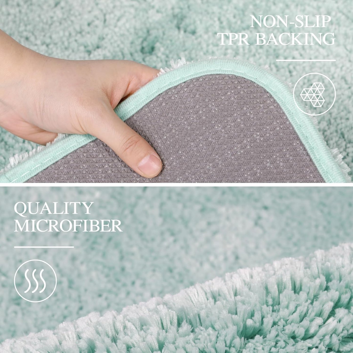 Walensee Bath Rug for Bathroom Non Slip Bathroom Mat (20 x 32, Aqua) Water Absorbent Soft Shaggy Bathroom Rug Machine Washable Bath Mat Thick Plush Shower Mat