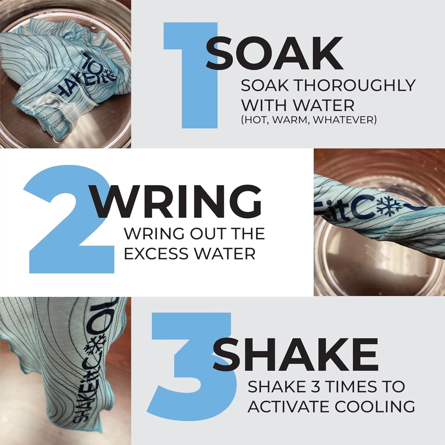 SHAKEitCOOL Original Cooling Towel – Be Cool in Style - Heat Relief, Soft, Lightweight, Sun Protection, Easy Clean - Perfect for Biking, Running, Yoga, Gym, Gardening - Basketball