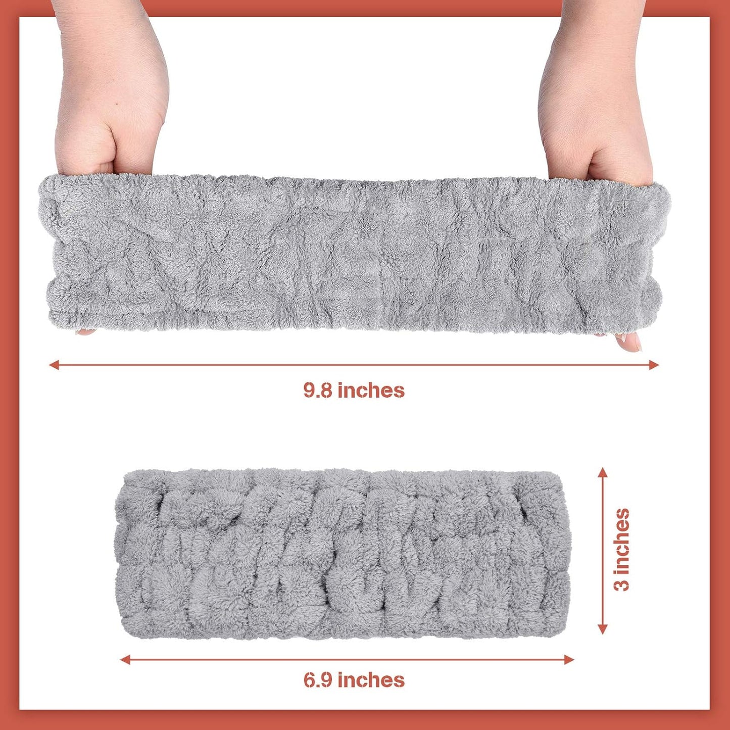 Chuangdi 3 Pieces Spa Headband for Women Facial Makeup Headband Soft Terry Cloth Hairband for Washing Face Mask Spa Shower Gifts(Black, White, Light Grey)