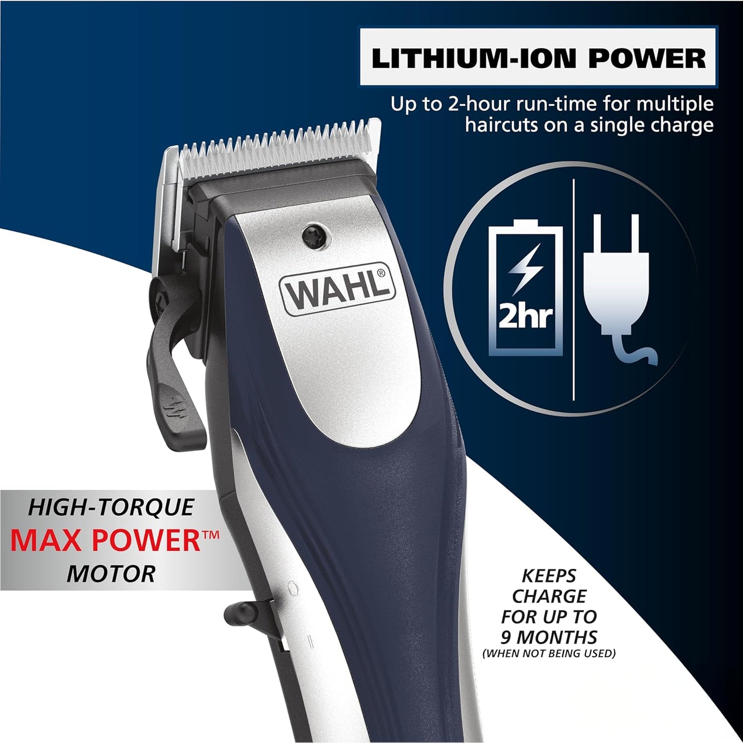 Wahl Lithium Ion Pro Rechargeable Cordless Hair Clippers for Men, Woman, & Children with Smart Charge Technology for Convenient at Home Haircutting - Model 79470