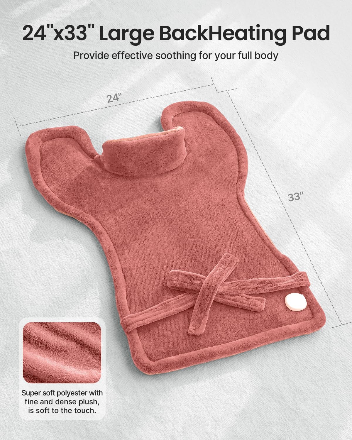 RENPHO Electric Heating Pad for Back Pain Relief, Birthday Christmas Gifts for Women Men Mom Dad Seniors, FSA Eligible, Heat Pad for Neck and Shoulders, Fast Heating, 24"x33", ETL Certified, Pink