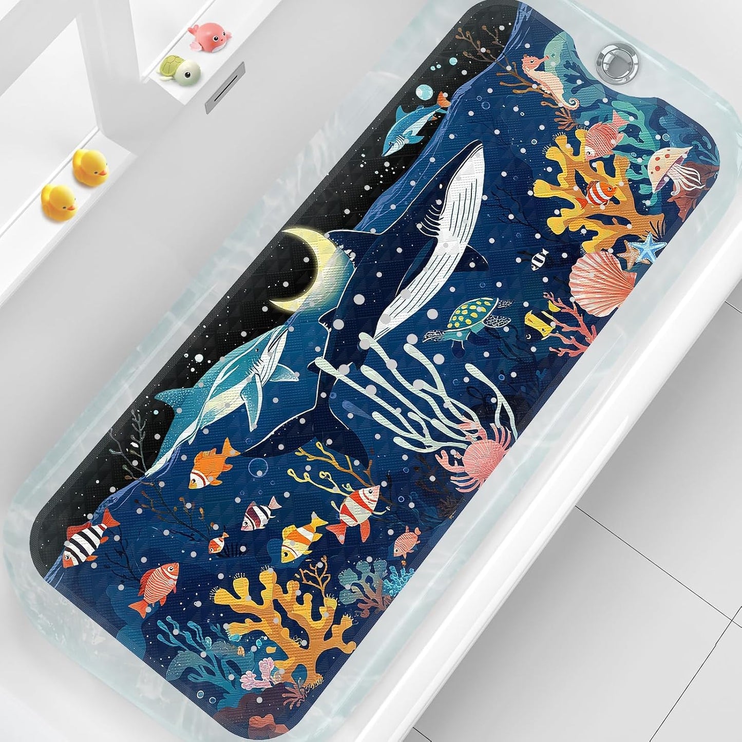 XIYUNTE Baby Bath Mat for Tub Non Slip Kids Bath Mat - 40"x16" Extra Long Bathtub Mat Non Slip Kids, Eco-Friendly Toddler Bath Mats with Suction Cups for Secure Grip, Easy to Clean & Easy Drying