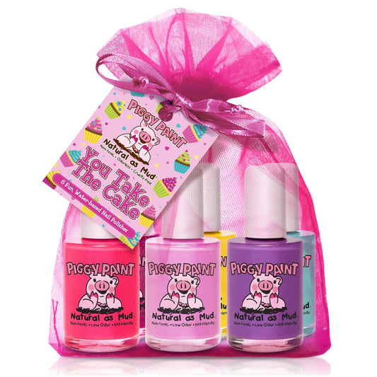 Piggy Paint | 100% Non-Toxic Girls Nail Polish | Safe, Cruelty-free, Vegan, & Low Odor for Kids| You Take the Cake (6 Polish Set)