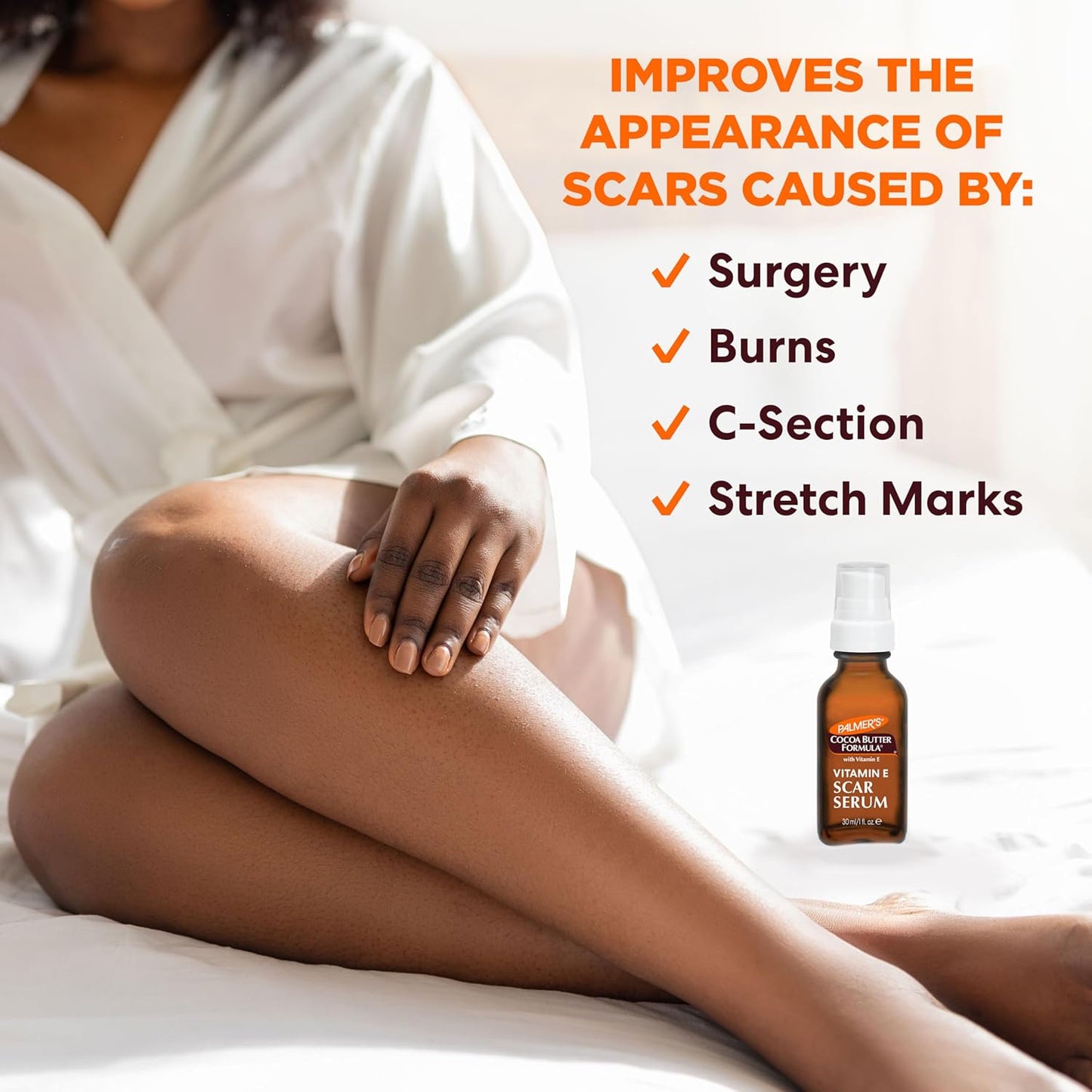 Palmer's Cocoa Butter Formula Scar Serum, Skin Brightening Oil for Face & Body, Concentrated Serum with Vitamin E, Fragrance Free, 1 Fl Oz