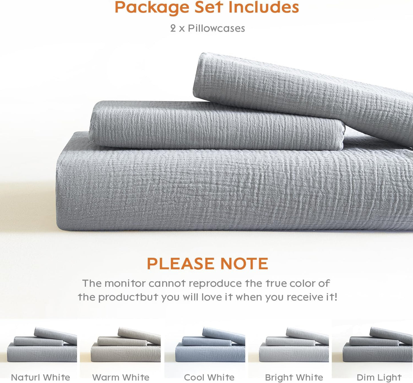 SE SOFTEXLY Muslin Pillowcases Queen Size 100% Cotton, 2 Pack Linen Like Pillow Shams with Envelope Closure, Ultral Soft and Breathable Pillow Case Covers, Light Grey, 20" X 30", No Filling