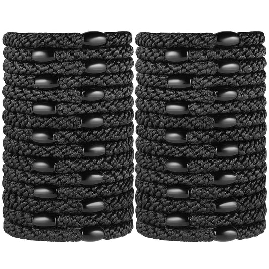 Black Elastic Hair Ties for Women and Girls, Funtopia 30 Pcs No Metal No Slip Braided Ponytail Holders for Thick and Medium Hair