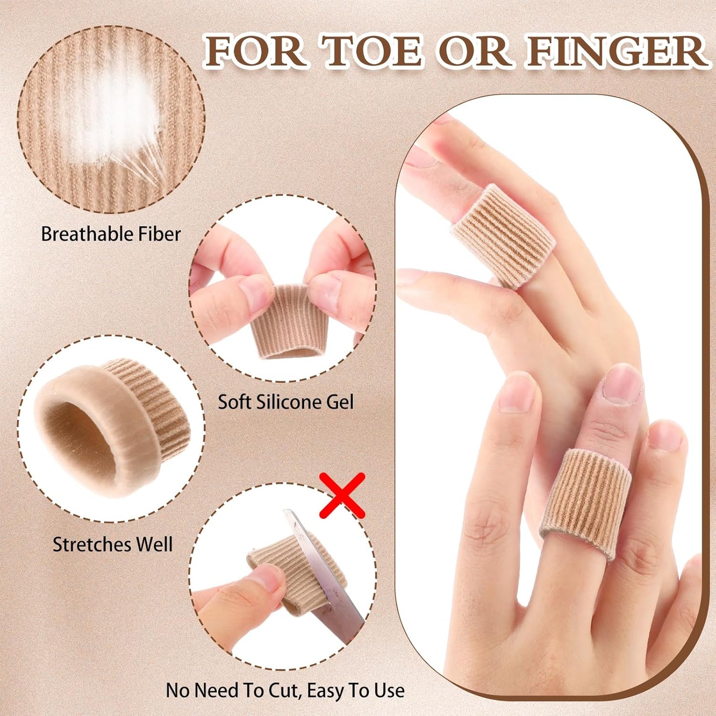 Blulu 24 Pieces Toe Tubes 0.98 Inches Cushion Tube Corn Pads for Toes Sleeves Soft Gel Protectors for Cushions Corns Blisters Calluses 3 Size(Skin Color,Small Size)